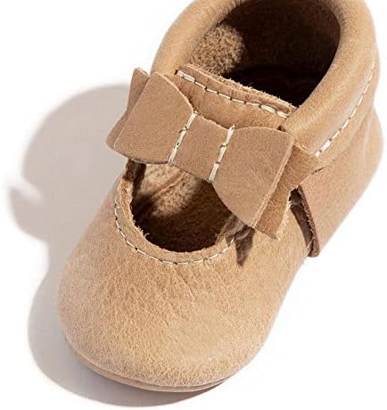 Taze Seçilmiş Yumuşak Taban Deri Bale Düz Fiyonklu Moccasinler-Kız Bebek Ayakkabıları-Bedenler 1-7-Çoklu Renkler