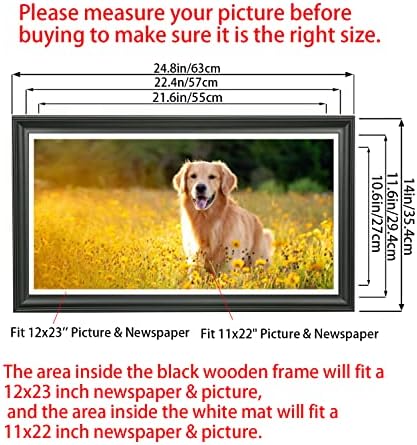 LTYHHK 12x23 Panoramik Resim Çerçeveleri Masif Ahşap 11x22 Gazete Çerçevesi, Matlı Resim11x22 veya Matsız 12x23 inç Görüntüler, Poster
