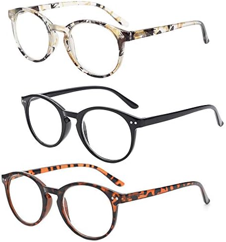 Moda okuma gözlüğü yaylı menteşeler Yuvarlak Çerçeve Okuyucular Kadın Erkek 3 Paket