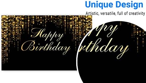 Funnytree 59 x 35 Mutlu Doğum Günü Partisi Zemin Siyah ve Altın Glitter Bokeh Pullu Noktalar Fotoğraf Arka Plan Altın Sparkle Parlayan