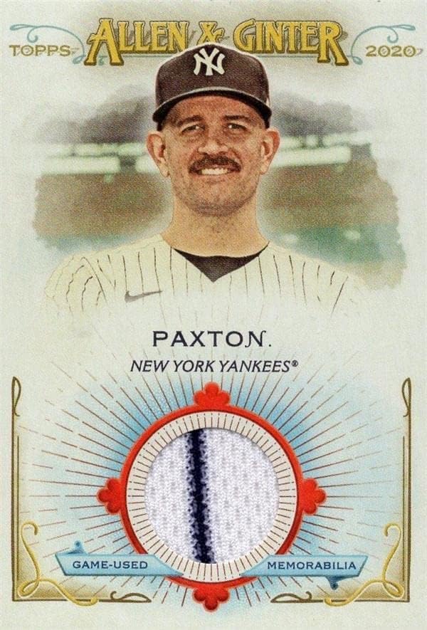 İmza Deposu 687946 James Paxton Oyuncu Yıpranmış Jersey Yama New York Yankees 2020 Topps Allen & Ginter No.FSRBJP ince ÇİZGİLİ Beyzbol