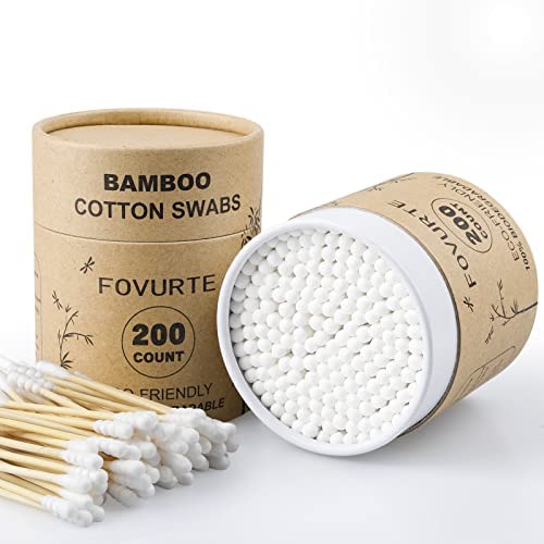 FOVURTE Bambu Pamuklu Çubuklar 1000 Adet Yuvarlak Q İpuçları Organik pamuklu çubuk Doğal Ahşap Pamuk Tomurcukları Seyahat Kulaklar