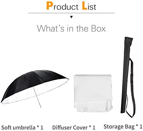 Godox 70 inç 178cm Siyah Beyaz Yansıtıcı Şemsiye Stüdyo Fotoğrafçılığı Şemsiye Büyük Difüzör Kapağı (70 inç Siyah Beyaz (1 ADET)
