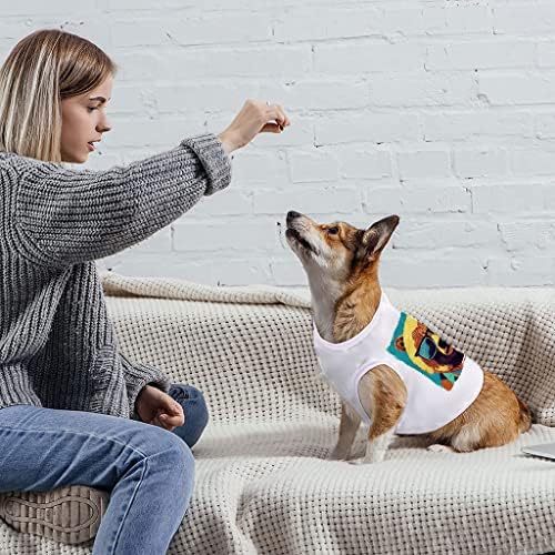 Hipster Sanat Köpek Tankı-Ayı Köpek T-Shirt-Grafik Köpek Giyim-Beyaz, S