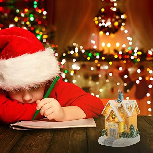 LUOZZY Noel Köy Evi Minyatür Noel Evi reçine aydınlık Noel Evi (C)