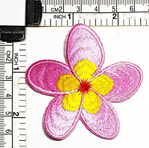 Kleenplus 3 adet. Pembe Çiçek Hawaii Dikmek Demir on Patch İşlemeli Aplike Zanaat El Yapımı Elbise Elbise Bitki Şapka Jean Sticker