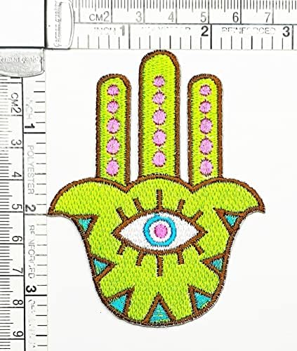 Kleenplus Yeşil Hamsa El Nazar Buda El Dikiş Demir on İşlemeli Yamalar Karikatür Çocuk Çocuk Moda Sticker El Sanatları Projeleri Aksesuar