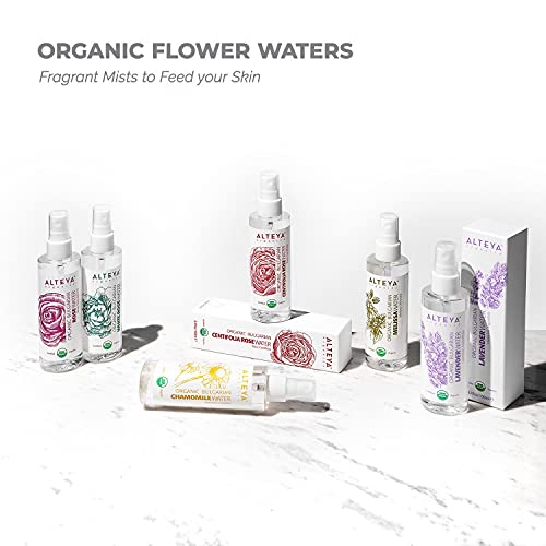 Alteya Organics Beyaz Gül Suyu USDA Sertifikalı Organik Yüz Toniği, 3.4 Floz/100mL Saf Bulgar Rosa Alba Çiçek Suyu, Ödüllü Nemlendirici