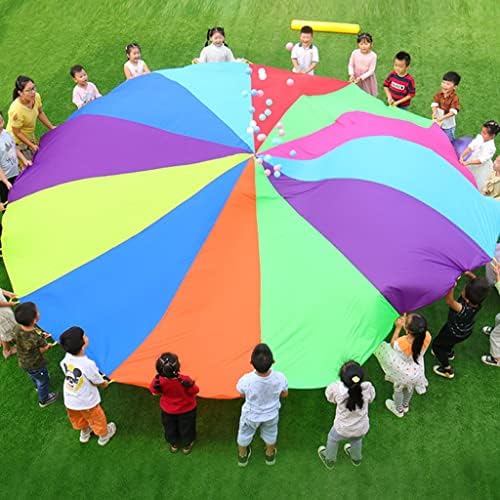 LRPJ Gökkuşağı Paraşüt Oyuncak, Parti Oyunu Paraşüt Kolları ile Çocuk Jimnastik Kooperatif Oyun, açık Hava Oyunları Oyun Alanı Etkinlikleri