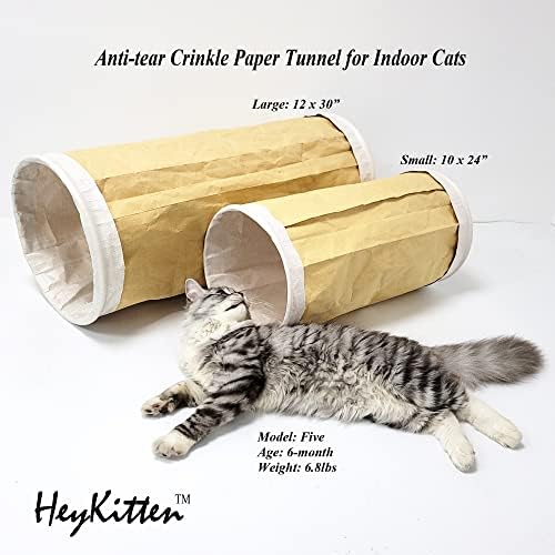 HeyKitten Yırtılmaz Kağıt Kedi Oyun Tüneli Buruşuk Ses, Dayanıklı Kraft İnşa, Katlanabilir Hideaway Pet Oyuncak Kapalı Yavru Kedi,