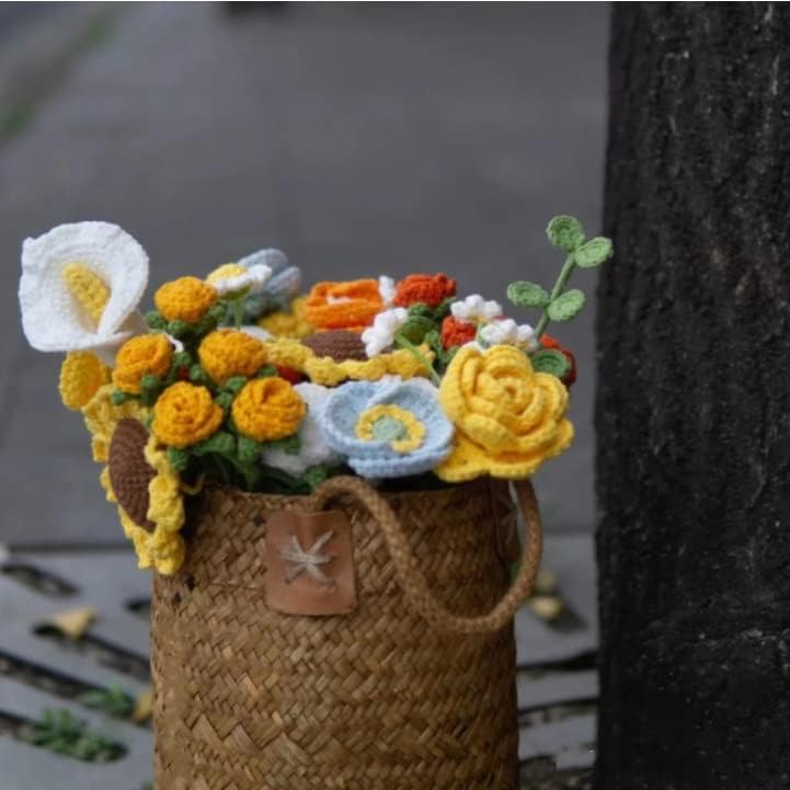 WENLII El Örgü Yaratıcı DIY Simülasyon çiçek buketi Yün Tığ Göndermek Kız Arkadaşı göndermek için Bestie Hediye