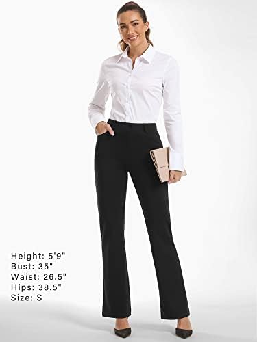 Stelle kadın Bootcut takım elbise pantalonları İş pantolonu İş Rahat Çekme Ofis Slacks Cepler ile