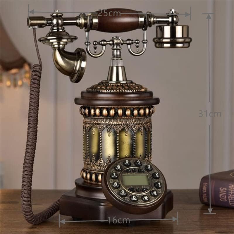 Yok Antika Kablolu Arayan KİMLİĞİ Sabit Ev Telefonları Vintage Klasik Ev Silindirik Sabit Telefon Ev Ofis Sanat Hediye Telefon (Renk: