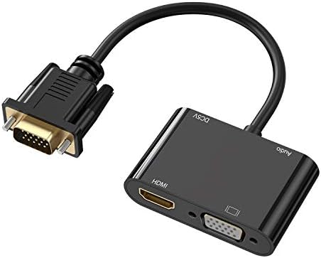VGA HDMI VGA Adaptörü, çift Ekran 1080 P VGA HDMI VGA Splitter Dönüştürücü Şarj Kablosu ve 3.5 mm Ses Kablosu ile Bilgisayar, Masaüstü,