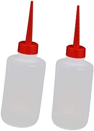 X-DREE 2 Adet 8.5-Ons LDPE Plastik Kırmızı Düz Sıkmak Kap Atölye Etiket Yağ Sıvı Tutkal Şişesi(2 Adet 8.5-Ons LDPE Plastik Kırmızı