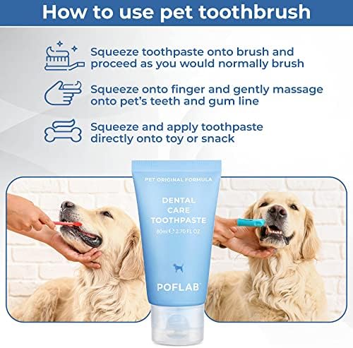 POFLAB Pet Diş Bakımı Diş Macunu-Doğal Köpek Ağız Sağlığı Diş Macunu-Plak ve Tartar Birikimini Giderir-Emaye-Güvenli Kedi Diş Macunu-Ağız