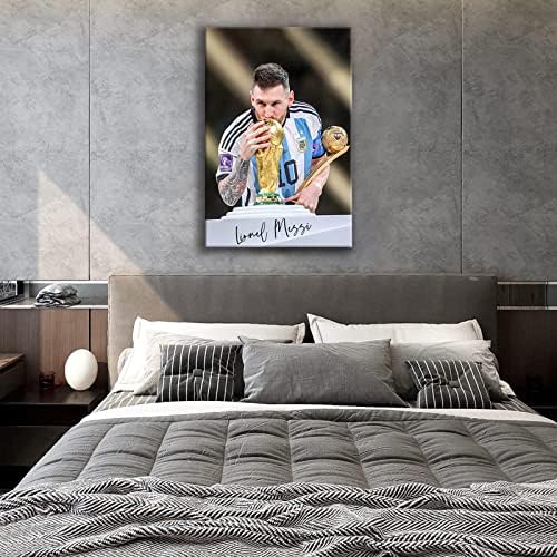 Futbol Süperstarları - Lionel Messi Şampiyonu Dünya Kupası İmza Posteri Modern Ev Yatak Odası Yurdu Spor Salonu Estetik Duvar Sanatı
