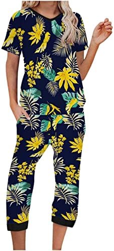 Güz Yaz Grafik Baskı Çiçek Pantolon Setleri Bayan Giyim Moda Ülke Konser pamuklu pantolonlar Setleri 5L 5L
