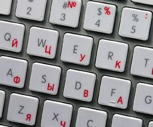 4 Klavye Apple Rus Kiril Çıkartmalar Klavye kırmızı Yazı Şeffaf Arka Plan Masaüstü, Dizüstü Bilgisayar ve Dizüstü Bilgisayar