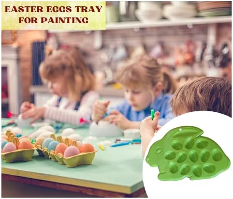 P2P Tavşan Paskalya Yumurta Tepsisi, Mor ve Yeşil Yumurta Tutucu Bunny Plaka, Plastik Acılı Yumurta Tabağı Kalıpları Dekor Tepsi Tatil