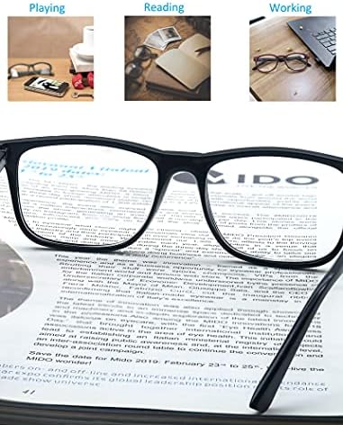 OLOMEE okuma gözlüğü 2.00 Büyük Boy Büyük Kare Erkek Okuyucular Siyah Çerçeve 4 Paket,rahat Hafif Okuma Gözlükleri Esnek Bahar Menteşe