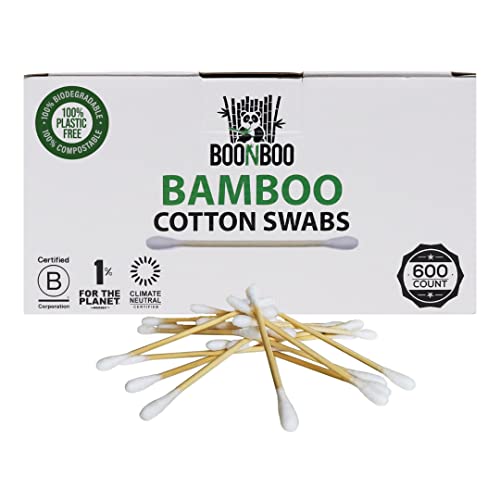 BOONBOO Bambu Pamuklu Çubuklar 600ct + Bambu Diş İpi 20ct