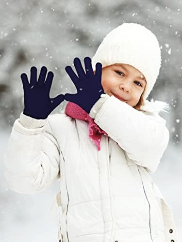 Cooraby 6 Pairs çocuk Kış Eldiven Kaşmir Sıcak Örme Sihirli Eldiven Unisex Kalın Sıkı Eldiven Erkek ve Kız için