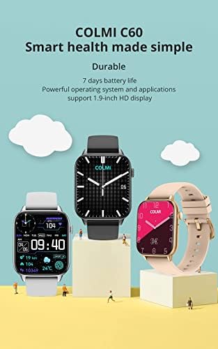 1.9 Fitness ve Sağlık Smartwatch Kalp Atış hızı monitörü ve uyku izleyici ve kan oksijen monitörü ile 19 Egzersiz Modu,Android Telefonlar