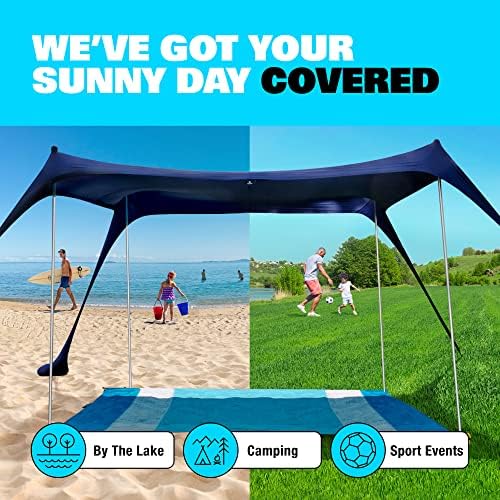 GÜNEŞ NİNJA Pop Up plaj çadırı Güneş Barınak UPF50 + Kum Kürek, Zemin Mandalları ve Stabilite Direkleri, Kamp Gezileri, Balık Tutma,