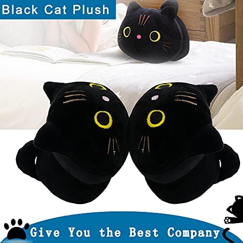 Enhopty 10 İnç Siyah Kedi Peluş Yastık Kedi Dolması Hayvan Peluş Sevimli Yavru Oyuncaklar Uyku Sarılma Yastık Yumuşak Yastık Kızlar