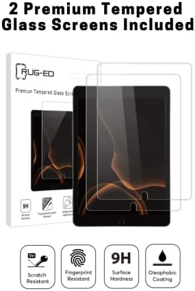Rug-Ed Klavye Kılıf iPad + 2 Temperli Cam Ekran Koruyucular, iPad Klavye Kılıf w / Kalem Tutucu, standı, MFi 3-Pin Akıllı Konnektör,
