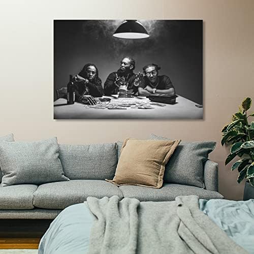 Rap grubu Poster baskılar siyah ve beyaz ışıkların altında üç adam tuval duvar sanatı baskı tuval Poster dekoratif boyama Modern sanat
