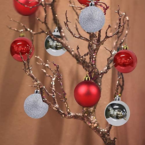 Maserfaliw Noel top süsler 24 Pcs 4/6/8 cm Noel top süsleme Baubles Noel Ağacı Pencere asılı dekorlar Gül Altın 8 cm