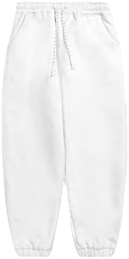 Angxıong Kış Kalın Sıcak Eşofman Erkekler Boş Sweatpant Seti Unisex Polar Polar Astarlı Rahat koşu elbisesi (Pantolon) beyaz S
