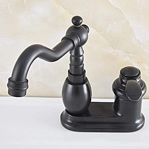 Siyah Yağ Ovuşturdu Bronz Döner Borulu Tek Kolu Güverte Üstü Banyo Mutfak İki Delik Havzası lavabo musluğu musluk bataryası