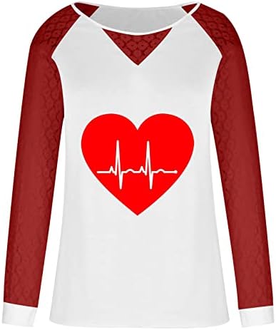 WordArt Seni Seviyorum Üstleri Bayan Moda Uzun Kollu Gömlek Genç Kız Sevimli Pembe Kalp Grafik Tunik T Shirt Dantel Blosue