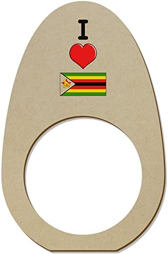 Azeeda 5 x 'Zimbabve'yi Seviyorum' Ahşap Peçete Halkaları / Tutucular (NR00052494)