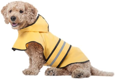 X-Large Köpek için Moda Pet Köpek Yağmurluk / Kapüşonlu Köpek Yağmur Ceketi / Köpek Yağmur Panço|%100 Polyester|Su Geçirmez/ Sarı w|Gri