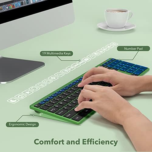 WısFox Kablosuz Klavye, Ultra İnce Sessiz Bilgisayar Klavye, tam Boy 2.4 G USB Klavye ile Numarası Pad için PC / Masaüstü / Dizüstü