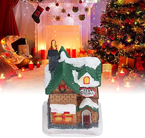 Reçine Noel Köy Evi ile led ışık pil Işletmek için Noel Tatil Dekorasyon, Noel Sahne Köy Evleri Kasaba