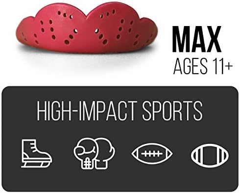 SİSU Max 2.4 mm Spor ağız koruyucusu Futbol, Hokey, Lakros, Boks, Gençler / Yetişkinler için Özel Uyum, Kömür Siyahı