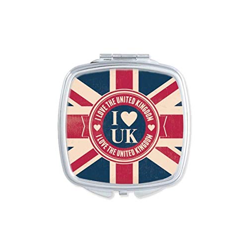 Seviyorum Birleşik Krallık Union Jack İngiltere Bayrağı Ayna Taşınabilir Kompakt Cep Makyaj Aynası Çift Taraflı Cam