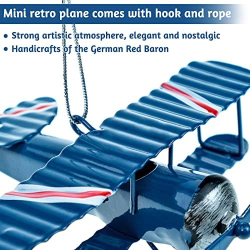 ınheming Mini Uçak Süsleme, Vintage Demir Zanaat Uçak Asılı Süslemeleri, Kitaplık için Çift Kanatlı Model Dekor Kolye, Kek Toppers,