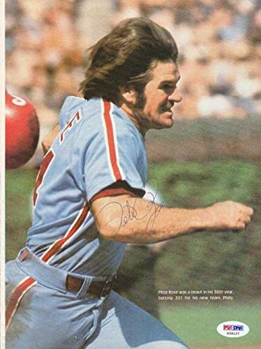 Pete Rose İmzalı Dergi Sayfası Fotoğrafı Cincinnati Reds PSA / DNA S39127 - İmzalı MLB Dergileri