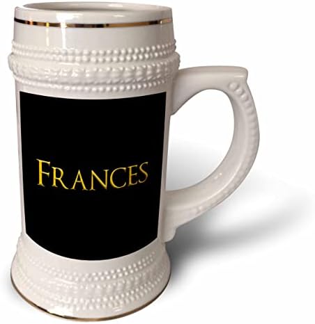 Amerika'da 3dRose Frances klasik erkek bebek ismi. Siyah üzerine sarı. - 22oz Steın Kupa (stn-364283-1)