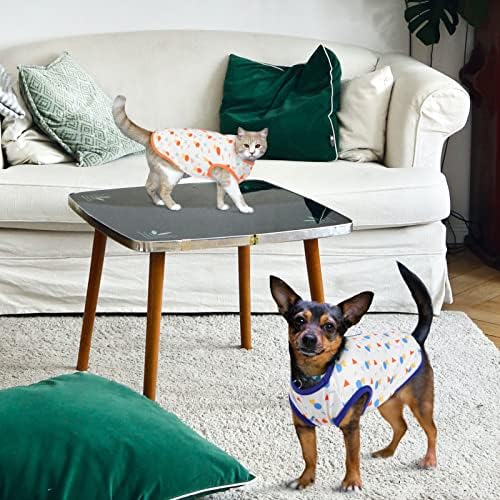 Preferhouse 2 Parça Köpek T-Shirt Köpek Kedi Geometri Baskı Yelek ile Cep Yavru Yavru Tee Pet Giyim Yaz Nefes T-Shirt Küçük ve Orta