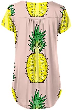 Kadın Üstleri Artı Boyutu Gizlemek Göbek Tunik Kısa Kollu T Shirt 2023 Yaz Henley Sevimli Tshirt Şık Casual Bluzlar