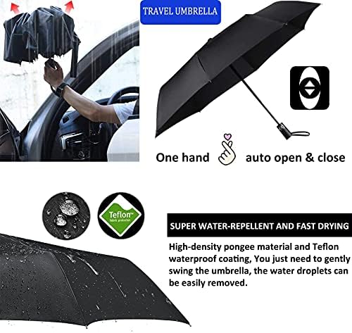 GOOUMAINBERA Siyah Şemsiye Yağmur 2 Paket Küçük Seyahat Taşınabilir Şemsiye 42 İnç ve Büyük golf şemsiyesi 62 İnç Erkekler ve Kadınlar