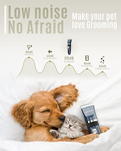 oneısall Köpek Tıraş Makinesi Makası Düşük Gürültü Şarj Edilebilir Akülü Elektrikli Sessiz saç makasları Seti Köpekler Kediler Evcil