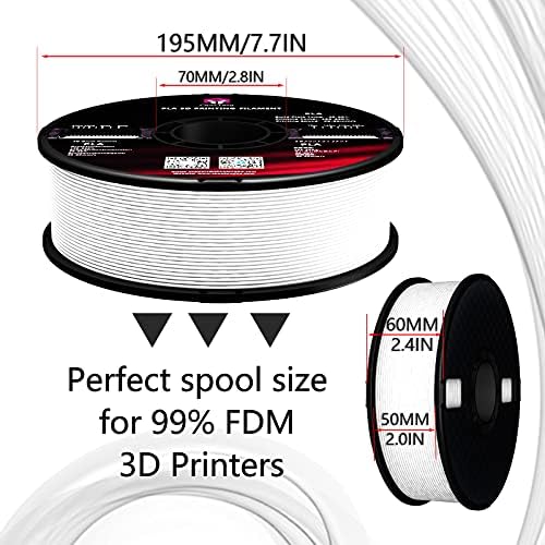1 Kg PLA Beyaz Filament 3D Yazıcı Filament / Sarf Malzemeleri, PLA Filament 1.75 mm, Boyutsal Doğruluk+ / -0.02 mm, 1 kg(2.2 lbs) /